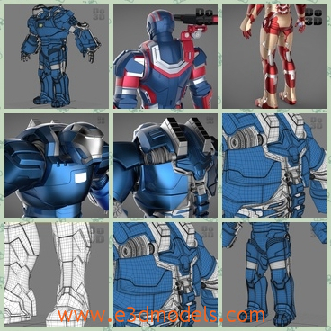 3d model the collection of robots - This is a 3d model of the collection of robots,which are red and blue.The model is the marvel character in the movie.