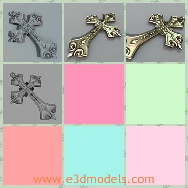 3d model the cross pendant - This is a 3d model of the cross pendant,which is shining and made with gold cover.The model is special and can be used as the decoration.