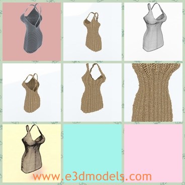 3d model the dress made with woolen materials - This is a 3d model of the woolen dress,which is short and sexy.The dress is made for women.