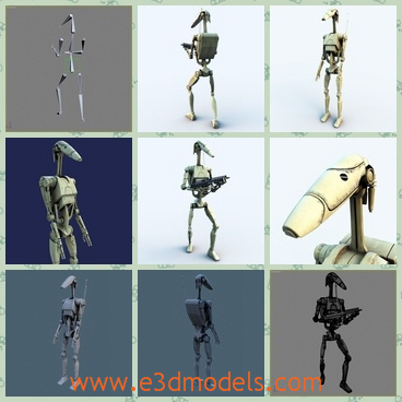 3d model the droid - This is a 3d model of the droid,which is rigged and textured.The model is made in special shape.