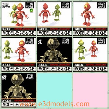 3d model the droid in the movie - This is a 3d model of the droid in the movie,which is the popular figure in the Star Wars.Durasteel Droids covered with Plastoid.With all Limbs and Joints movable and animatable.