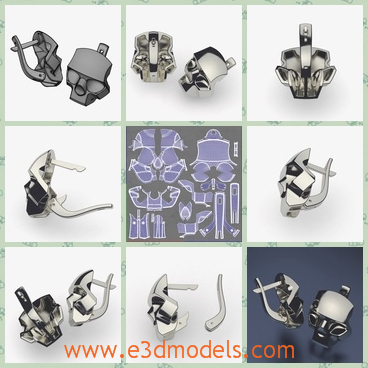 3d model the earrins in the skull shape - This is a 3d model of the earrins in the skull shape,which is created with the jewelry decorations.