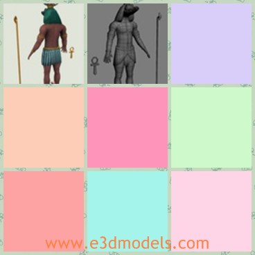 3d model the egyptian human - This is a 3d model of the Egyptian human, who is naked breast and looks strong and tall.The model has the special and wierd head.