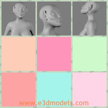3d model the Elf woman - This is a 3d model of the Elf woman,who is bared body.The character has sharp ears and small face.