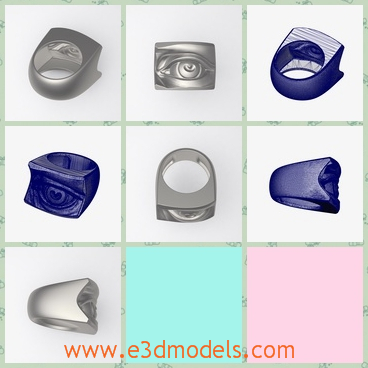 3d model the eye ring - This is a 3d model of the eye ring,which is special and thick.The body of the ring is decorated with jewelry.