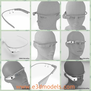 3d model the eyeglasses - This is a 3d model of the google eyeglasses,which is created with high quality.The glasses are holded on both ears.