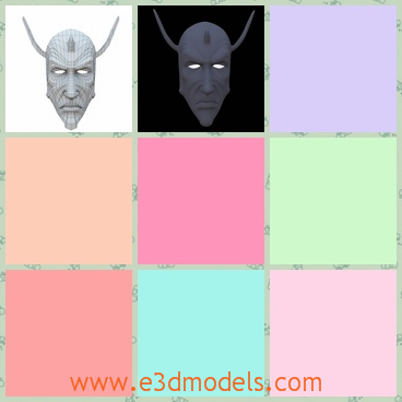 3d model the face mask - This is a 3d model of the face mask,which is the demon face with the lighting eyes and the horns.