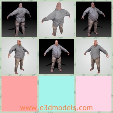 3d model the fat guy - This is a 3d model of the fat guy,who is large and with barehead.The model is from the European countries.