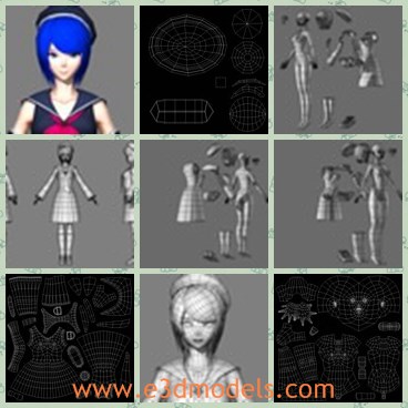3d model the female - This is a 3d model of the female,who is small and lovely.The girl has the short blue hair.