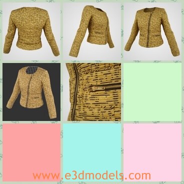 3d model the female jacket - This is a 3d model of the female jacket,which is short and modern.The model is yellow.