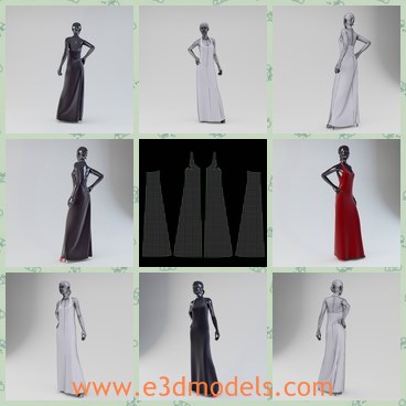 3d model the female mannequin - This is a 3d model of the female mannequin,which is a formal long dress for evening dinner.