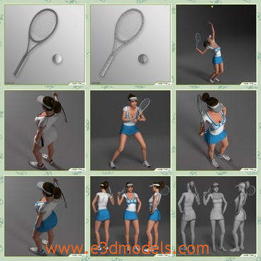 3d model the female player - This is a 3d model of the female player,who is the tennise player and it is optimized for working in this environment. We can not be held responsible for the use of this model in environments different from the recommended one.