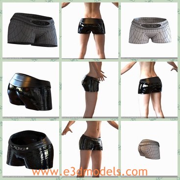 3d model the female shorts - This is a 3d model of the femal shorts,which is sexy and made with soft and good quality materials.