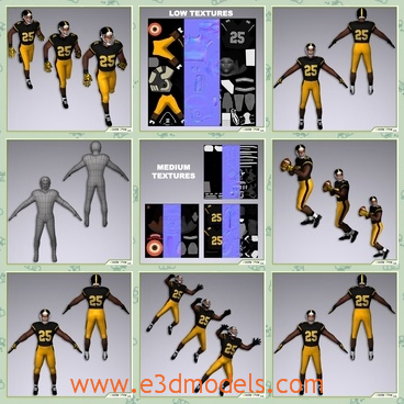 3d model the football player - This is a 3d model of the football player,whcih is numbered in 25 and he is an American man and he is strong and tall.
