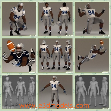 3d model the football player in 94 - This is a 3d model of the football player in 94,who is strong and he is a black from America and the athlete is running.
