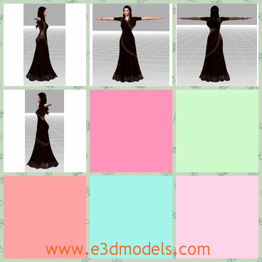 3d model the girl in dress - This is a 3d model of the girl in dress,which is pretty and fine.The model is tall and beautiful.