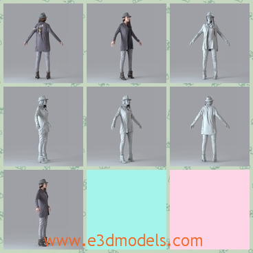 3d model the girl with a hat - This is a 3d model of the girl with a hat,who is young and pretty.The model is normal in the display stage.