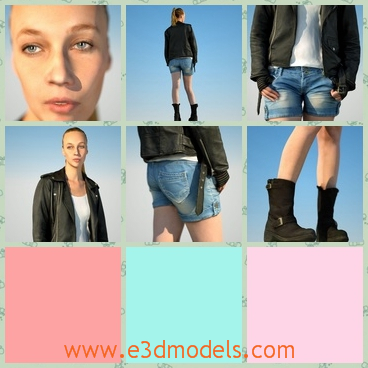 3d model the girl with a jacket - This is a 3d model of the girl with a jacket,who is tall and cool with the jacket and the boots.