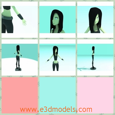 3d model the girl with long hair - This is a 3d model of the girl with long hair,which is a cartoon figure and she is thin and slender.