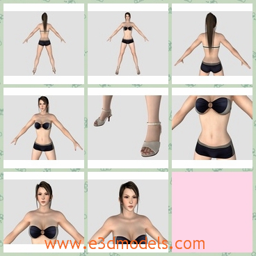 3d model the girl with long hair - This is a 3d model of the girl with long hair,which is sexy and hot.The model  has bikini and she is sexy.
