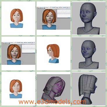 3d model the girl with yellow hairs - This is a 3d model of the girl,who just shows the upper part of her body.The girl is modeled with facial morphs and simple head/neck rig setup.