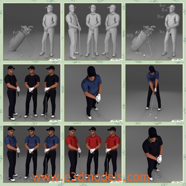 3d model the golf player - This is a 3d model of the golf player in the uniform,who is wearing the cap on the head and the body is strong and tall.