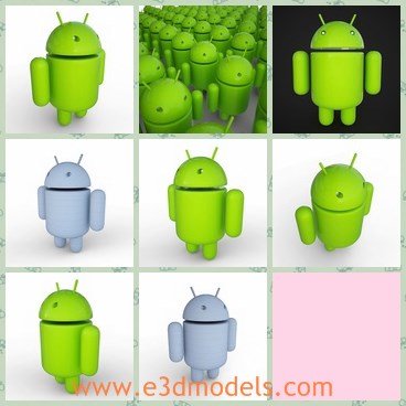 3d model the green logo of android - This is a 3d model of the green logo of android,which is a smart and mobile robot.