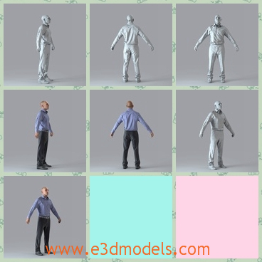 3d model the guy with jeans - This is a 3d model of athe guy with jeans,which seems too casual in him.The model is short and bareheaded.