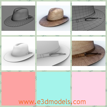 3d model the hat for men - This is a 3d model of the Indiana Jones hat,which is made for men and made in high quality.