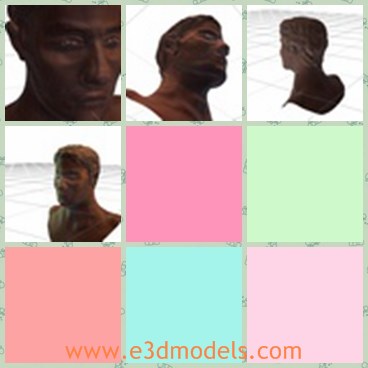3d model the head of a man - This is a 3d model of the head of a man,which is a bust of a fighter.The model is  made of clay and other materials.