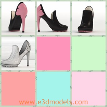 3d model the high heel shoes - This is a 3d model of the high heel shoes,which is modern and popular among young women.The model is black with pink back.