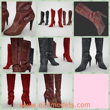 3d model the high heels boots - This is a 3d model of the high heels boots,which is black and made for women.The model is sexy and made with leather material.