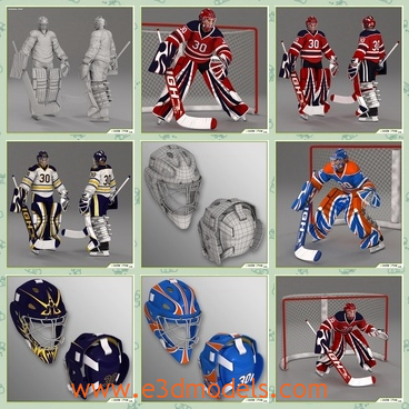 3d model the hockey goalkeeper - This is a 3d model of the hockey goalkeeper,which is the number ten in the uniform.The  model is a high poly composed by quads and triangles distributed across the topology in a well balanced way.