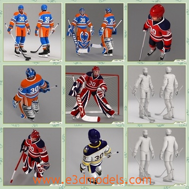 3d model the hockey player - This is a 3d model of the kockey player,who is the number ten and he looks tall and strong.The goalkeeper has the large uniform.