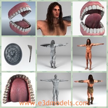 3d model the human teeth - This is a 3d model of the human teeth,which is arranged orderly.The model comes from a warrior of the caveman.