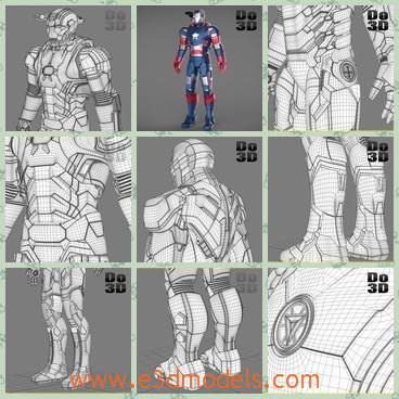 3d model the iron man in blue - This is a 3d model of the iron man in blue,which was the strong and comic figure in the movie.