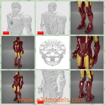 3d model the ironman with a helmet - This is a 3d model of the ironman with a helmet,who is tall and strong.The man is armed and marked as the most modern type.