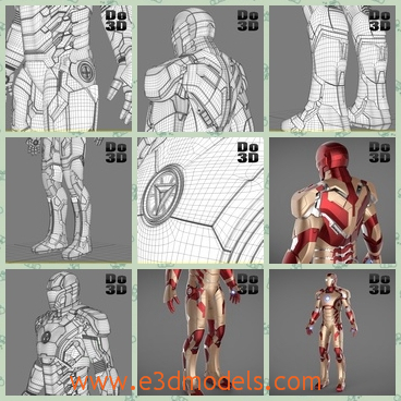 3d model the ironman with the helmet - This is a 3d model of the ironman with the helmet,which is strng and tall.The suit of his is very special.
