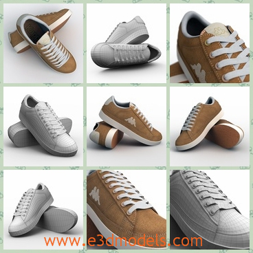3d model the kappa shoes - This is a 3d model of the Kappa shoes,which are white and clean.The model is the new brand of the shoes and it is popular amongst the sports shoe.