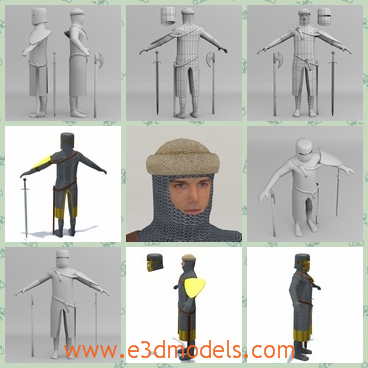 3d model the knight - This is a 3d model of the knight,which is a warrior in his middle ages and the sword of his is standing besides him.