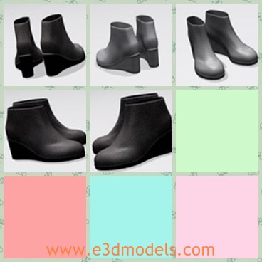 3d model the leather shoes - This is a 3d model of women's black leather shoes,which is high heeled and made in pairs.
