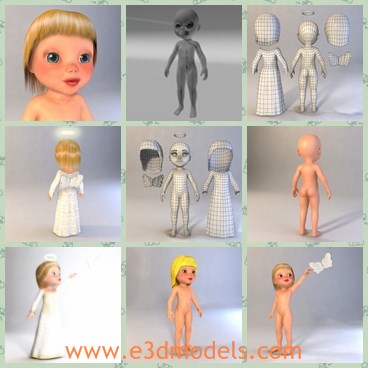 3d model the little angel girl - This is a 3d model of the little angel girl,which is small and cute.The doll is so lovely with blonde hair.