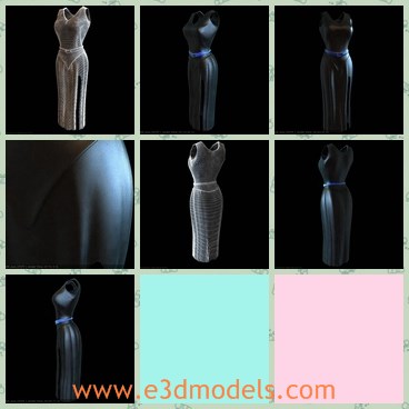 3d model the long dress - This is a 3d model of the long dress,which is sexy and made with good quality.