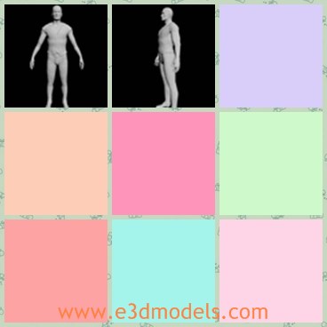 3d model the maked man - This is a 3d model of the naked man,who is standing on the ground and streching his arms.The model is made of clay materials.