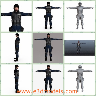 3d model the male in the uniform - This is a 3d model of the male in the uniform,which is strong and handsome.The model is tall and with a helmet on his head.