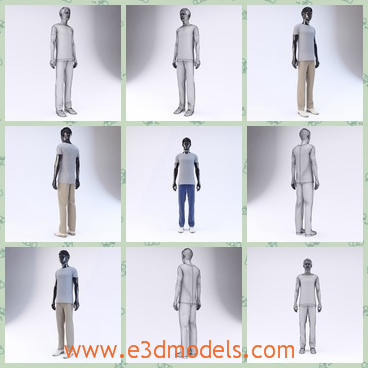3d model the male mannequin - This is a 3d model of the dummy character in white,which is standing on the ground as the model for clothes.