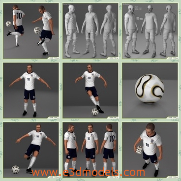 3d model the male player - This is a 3d model of the male soccer player in England,which is number ten and the uniform is suitable for him very well.