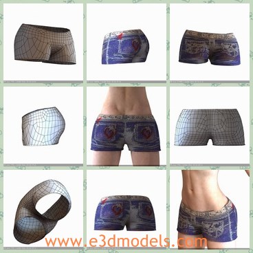 3d model the male shorts - This is a 3d model of the male shorts,which is made with belts.The shorts are hot and popular among youne men.