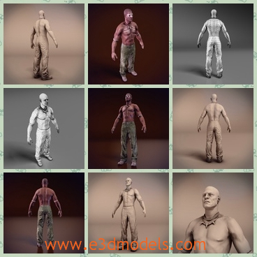 3d model the male warrior - This is a 3d model of the male warrior,which is the tribesman with the naked breast.The model is strong and tall.