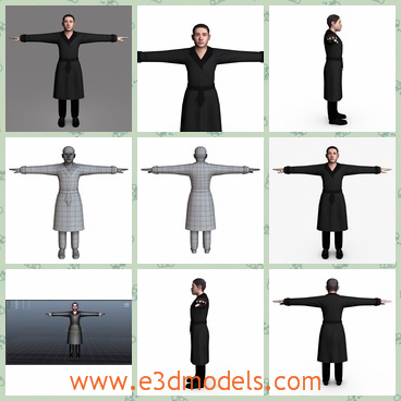 3d model the male with the garment - This is a 3d model of the male man with a garment,who is standin on the ground.The mas is created based on the real model.